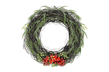 3d render christmas wreath on white background