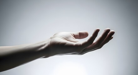 An outstretched hand reaches out, bathed in soft light, symbolizing hope, offering, and the potential for connection and support in a bright scene