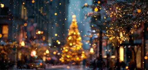 blurred Christmas tree blurred with blur.