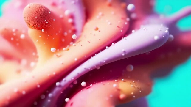 Close-up, macro-style photograph focusing on the delicate petals of a flower. The image captures the intricate details of the petals, which display a gradient of colors ranging from deep orange to sof