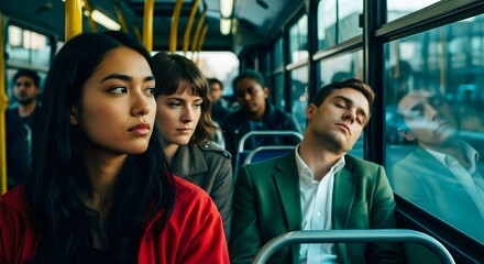 People Riding a Bus While Commuting to Their Respective Destinations