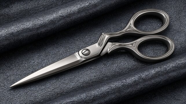 Elegant tailor cutting lace fabric with designer scissors closeup view in fashion studio environment