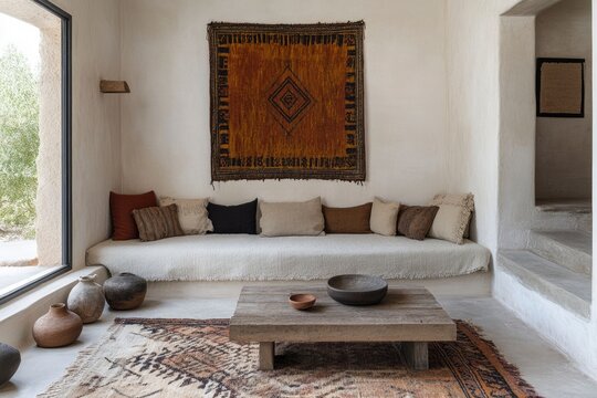 Eclectic bohemian design with global textiles and natural elements - Powered by Adobe