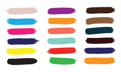 Vibrant hand-painted brush strokes, textured artistic elements, diverse colorful paint swatch collection, abstract background