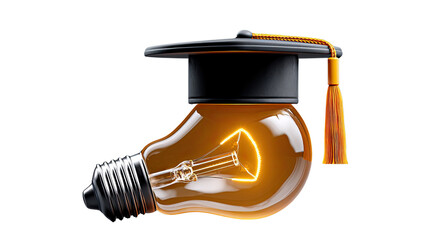 Illuminating Education: A luminous light bulb adorned with a graduation cap. Symbolizing the enlightenment and transformative power of education.