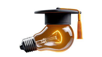 Illuminating Education: A luminous light bulb adorned with a graduation cap. Symbolizing the enlightenment and transformative power of education.