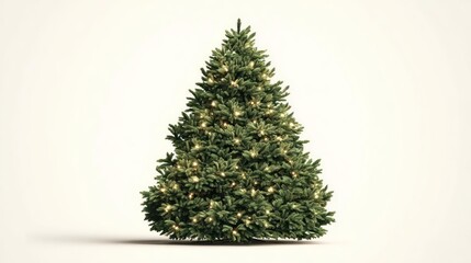 A beautifully decorated christmas tree with warm white lights and ornaments on a clean white background