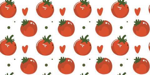 organic red tomato seamless vector illustration