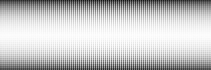 Dotted halftone gradient gradation texture. Comic pop art background with vanishing polka dot effect. Fading black circle pattern. Staggered dots. Overlay backdrop. Vector illustration © accogliente