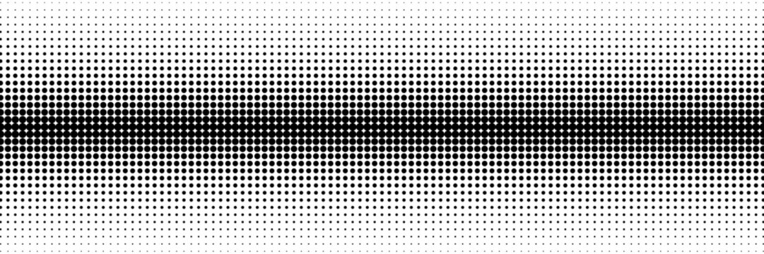 Dotted halftone gradient gradation texture. Comic pop art background with vanishing polka dot effect. Fading black circle pattern. Staggered dots. Overlay backdrop. Vector illustration