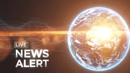 Dramatic Live News Alert Intro with Holographic Earth and Dynamic Flares