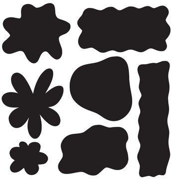 Set of simple, abstract, organic shape elements. Hand drawn illustrations