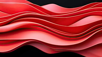 Abstract flowing red waves with subtle shading and highlights against a dark black background. The image has a smooth, organic feel.