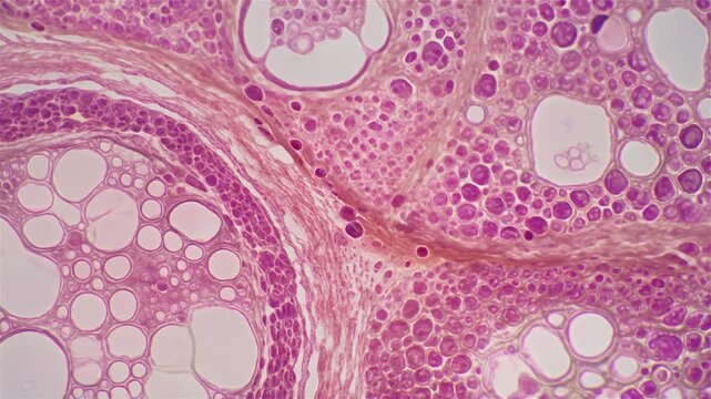Microscopic View of Adipose Tissue - A Detailed Biological Examination.