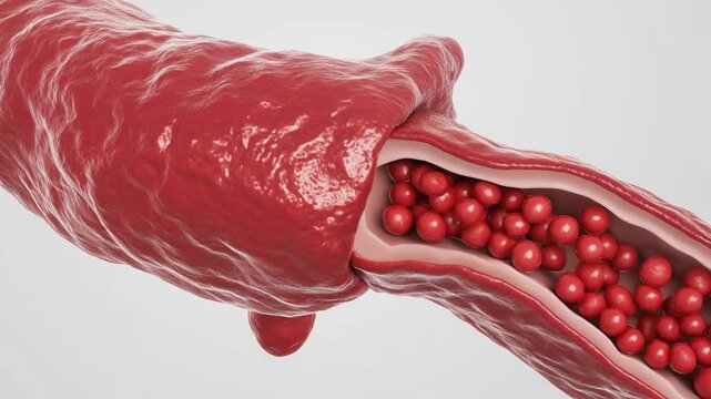 Blood Clot Formation - A Detailed Medical Visualization of Thrombosis.