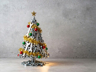 Unique Christmas Tree crafted from workshop tools