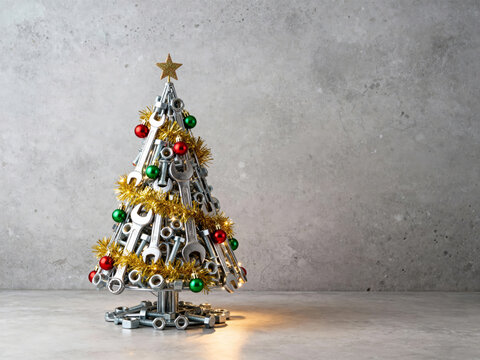 Unique Christmas Tree crafted from workshop tools