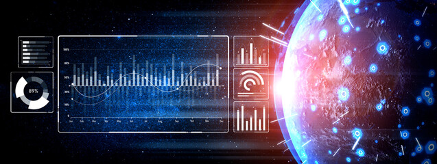 Fototapeta premium Big data and analytics support real-time insights, predictive modeling, and data-driven decisions for business intelligence and growth. Vouch