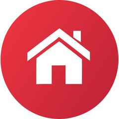 Obraz premium White House Icon on Red Circle Background Simple Geometric Design Clean Lines Vector Graphic Isolated Image