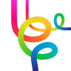 Vibrant rainbow ribbons creating playful movement, perfect for modern designs and cheerful backgrounds