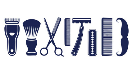 Barber shop tools and icons set