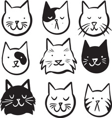 Obraz premium Cute cat illustrations. Set of adorable pet doodles. Hand drawn illustrations.