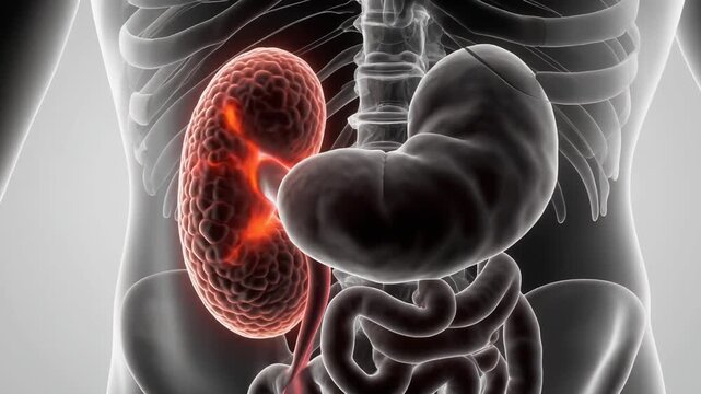 Kidney Anatomy Illustration - Human Organ Highlighted in Medical Visualization.