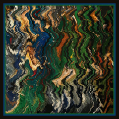 Colorful bright painted vector background of wavy lines. Abstract silk scarves fashion. marble, wallpaper, geometric pattern, scarf, rug, pillow, bandana, fabric textile, clothing, kerchief prints etc