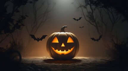 A solitary, meticulously carved Jack O’ Lantern dominates the foreground