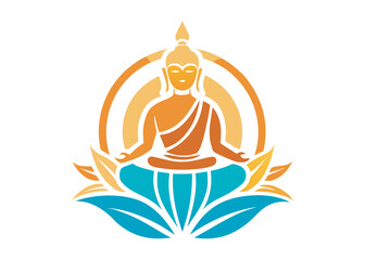 budha logo silhouette vecor, budha logo logo icon silhouette, happy buddha purnima, silhouette of a buddha with lotus vector, sitting buddha silhouette logo vector on a white background.