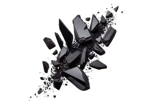 Fragment of black material isolated on transparent background