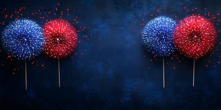 Colorful fireworks on a dark blue background creating a festive atmosphere for celebrations and events