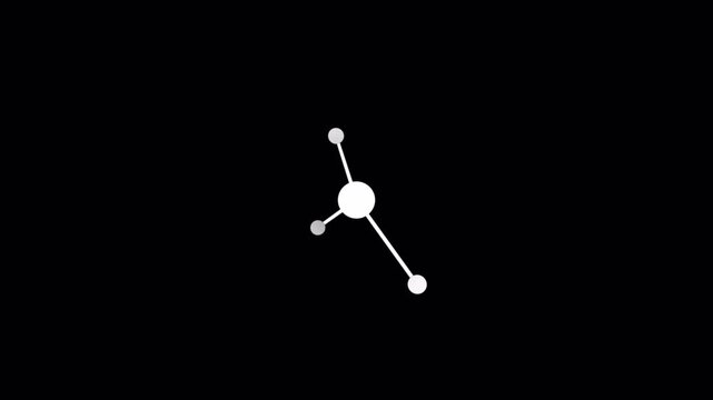Minimalist Molecule Animation on Black Background for Science.