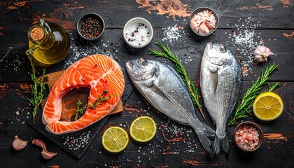 Fresh Seafood and Ingredients for Cooking.