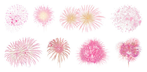 Obraz na płótnie Canvas PNG Vibrant pink fireworks display, element set on transparent background