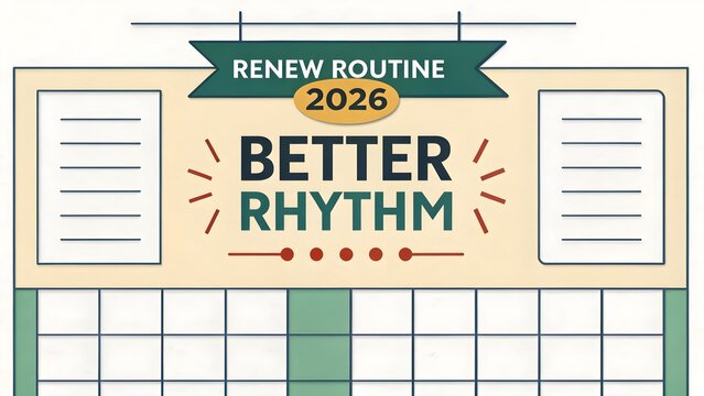 A graphic design promoting a better rhythm routine for 2026