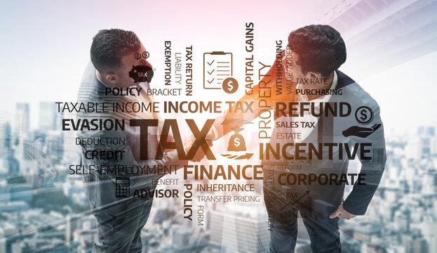 Two businessmen engage in a strategic discussion about tax planning and financial management in a modern office, showcasing expertise against an urban backdrop. Tessel