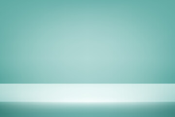 Empty Blue studio background. Empty Room Studio with table. Space for selling products, backdrop, wallpaper, background, text. Gradient table. Vector illustration.