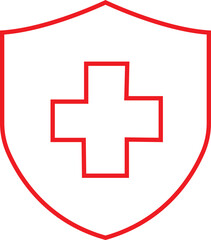 Healthcare Safety Medical Shield Line Icon