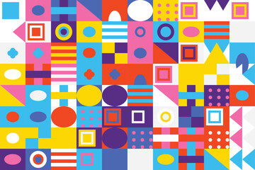 Geometric Shapes Abstract Composition Colorful Modern Design with Blocks & Elements