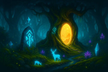 Abstract fantasy background with blue glowing light, water texture, and the concept of future human space design