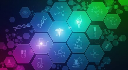 Illustrative abstract of interconnected medical and scientific research advancements