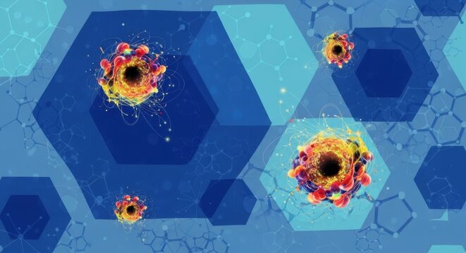 Microscopic organisms floating in a blue liquid with cellular structures