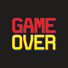 Retro &ldquo;Game Over&rdquo; Typography Graphic &ndash; Bold Gaming Text Design for Arcade, Pixel Art, and Vintage Game Themes
