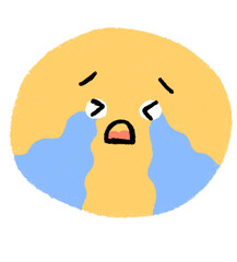 Hand-Drawn Crying Emoji with Big Tears on Light Gray Background