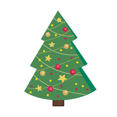 Decorated Christmas Tree with Ornaments and Stars