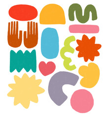 Abstract Colorful Hand-Drawn Geometric and Organic Shapes Pattern