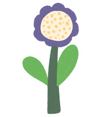 Cute Hand-Drawn Purple Flower Illustration on Light Gray Background