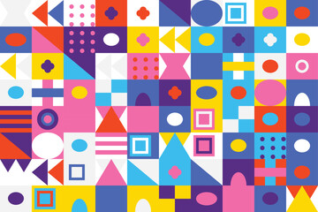 Abstract Geometric Pattern with Colorful Shapes and Forms