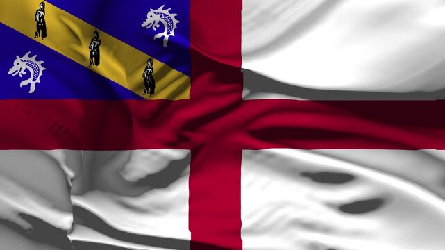 Closeup Herm Flag Flag Wave Loop waving in wind Realistic Herm Flag Flag background